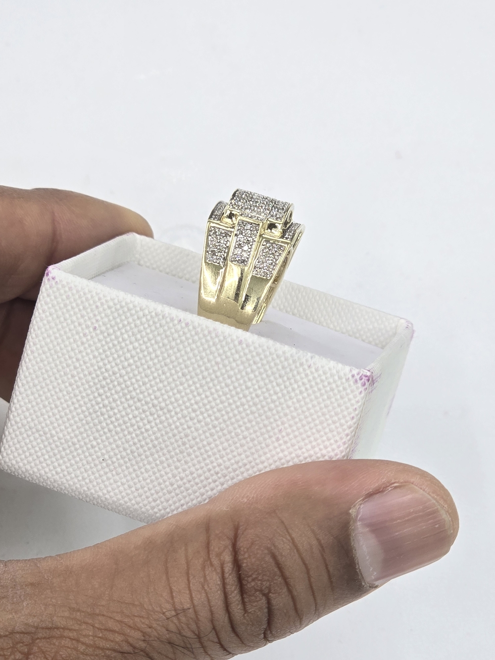 Real Diamond 10kt Gold Ring For Men - Picture 4 of 9